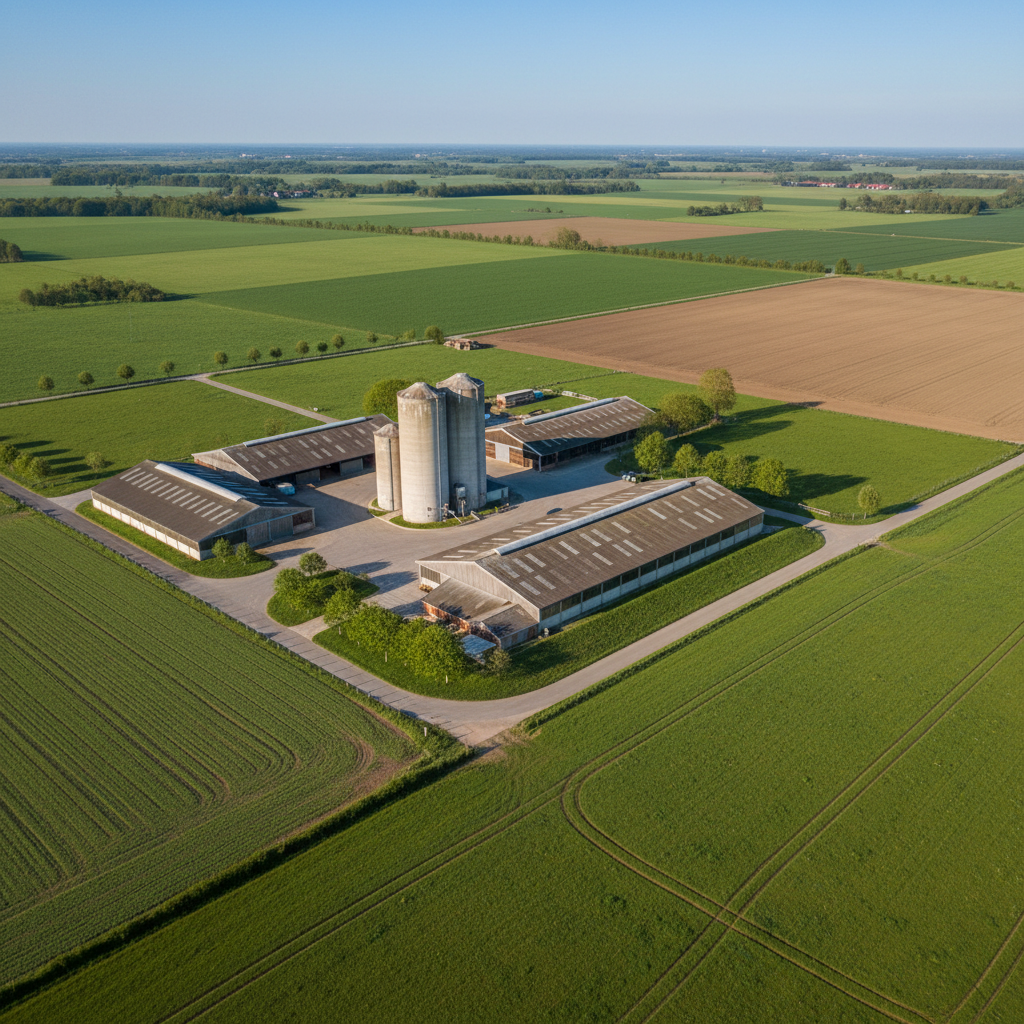 Landwirtschaftlicher Betrieb aus der Vogelperspektive